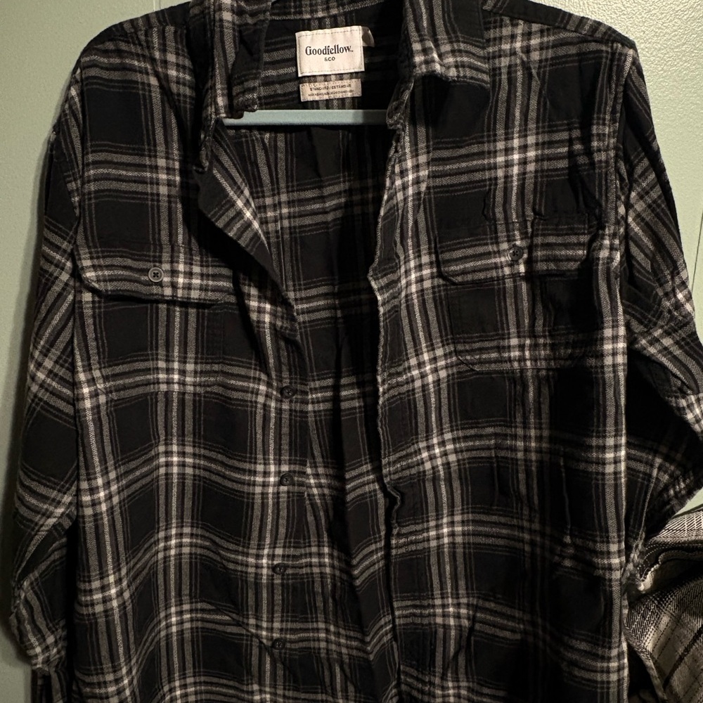 Goodfellow & Co Men's Black and White Plaid Shirt